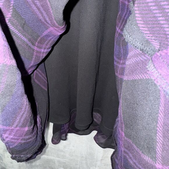 Lauren Ralph Lauren Silk Plaid Midi Skirt Sz 12 Purple Black Gothic Academia - Picture 5 of 10